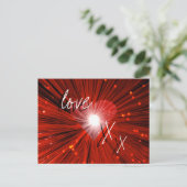 Carte postale Coeur rouge 'amour & baisers' (Debout devant)