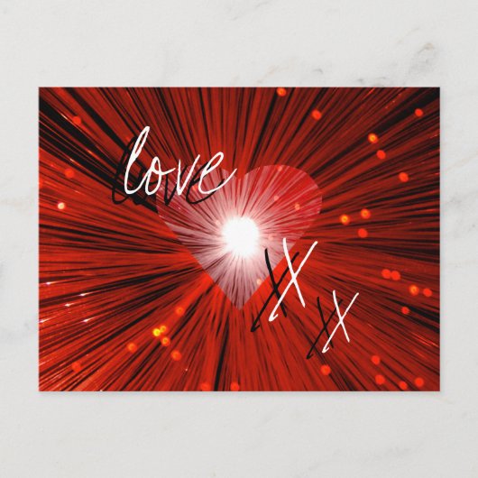 Carte postale Coeur rouge 'amour & baisers' (Devant)