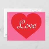 Carte Postale Cœur rouge AMOUR et rose (Devant / Derrière)