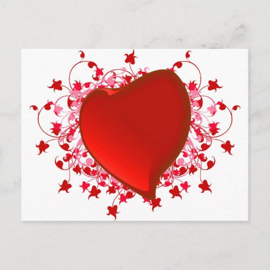 Carte Postale Coeur rouge brillant (Devant)