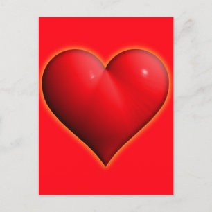 Carte Postale Cœur Rouge Brillant 3D
