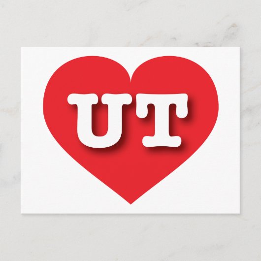 Carte Postale Coeur rouge de l'Utah - J'aime UT (Devant)