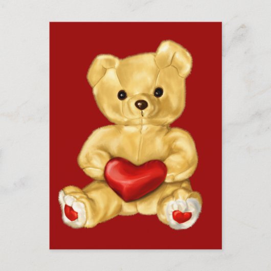 Carte Postale Coeur rouge Hypnotisant mignon Ours En Teddy (Devant)