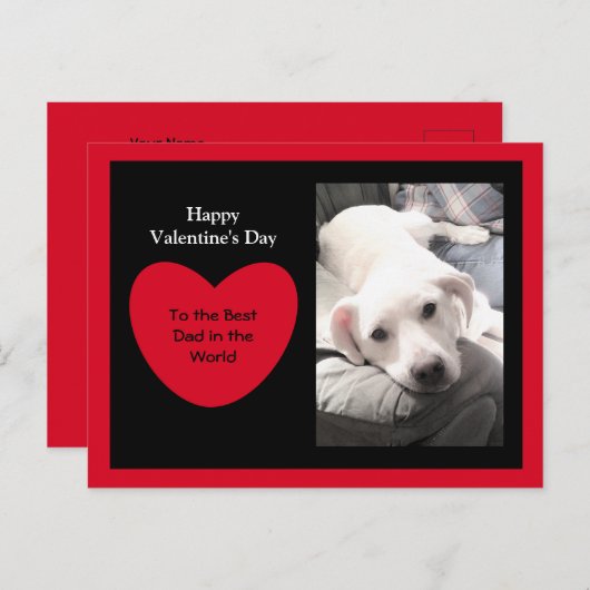 Carte Postale Coeur Rouge mignon Saint Valentin Chien Chien Chie (Devant / Derrière)