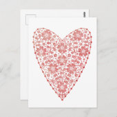 Carte Postale Coeur rouge scandinave blanc (Devant / Derrière)