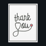 Carte Postale Coeur rouge Stethoscope Infirmière Merci<br><div class="desc">Merci à votre professionnel de la santé préféré avec cette carte postale de remerciement avec un stéthoscope mignon remplaçant l'y in merci.</div>