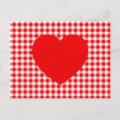 Carte Postale Coeur rouge sur En vichy rouge (Devant)