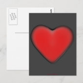 Carte Postale Coeur rouge sur gris (Devant / Derrière)