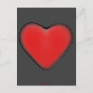 Carte Postale Coeur rouge sur gris
