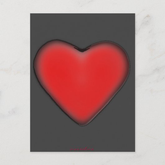 Carte Postale Coeur rouge sur gris (Devant)
