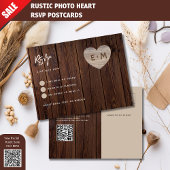 CARTE POSTALE COEUR RUSTIQUE RSVP MARIAGE CARD WOOD RESSORT