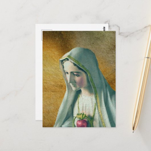 Carte Postale Cœur Sacré de Marie (Devant/Arrière en situation)