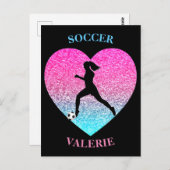 Carte postale Coeur Sequins Soccer (Devant / Derrière)