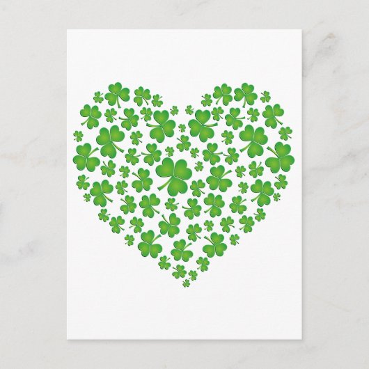 Carte Postale Coeur Shamrock vert (Devant)