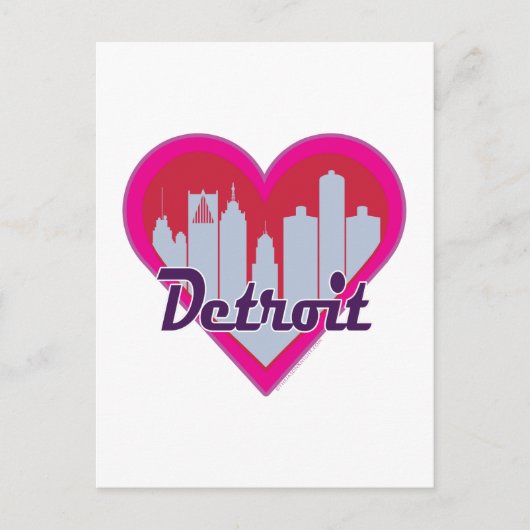 Carte Postale Coeur Skyline de Détroit (Devant)