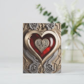 Carte Postale Coeur Steampunk - Amour mécanique complexe (Debout devant)