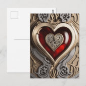 Carte Postale Coeur Steampunk - Amour mécanique complexe (Devant / Derrière)