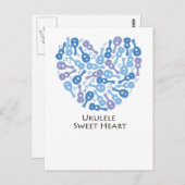 Carte Postale Coeur sucré Ukulele (Devant / Derrière)