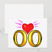 Carte Postale Coeur sur les anneaux Mariages (Devant / Derrière)