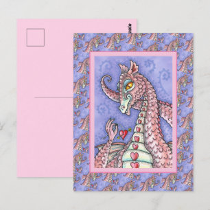 CARTE POSTALE COEUR SUR UNE CHAÎNE DRAGON ROSE VALENTINE, IMAGIN