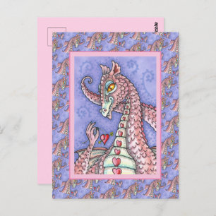 CARTE POSTALE COEUR SUR UNE CHAÎNE DRAGON ROSE VALENTINE, IMAGIN