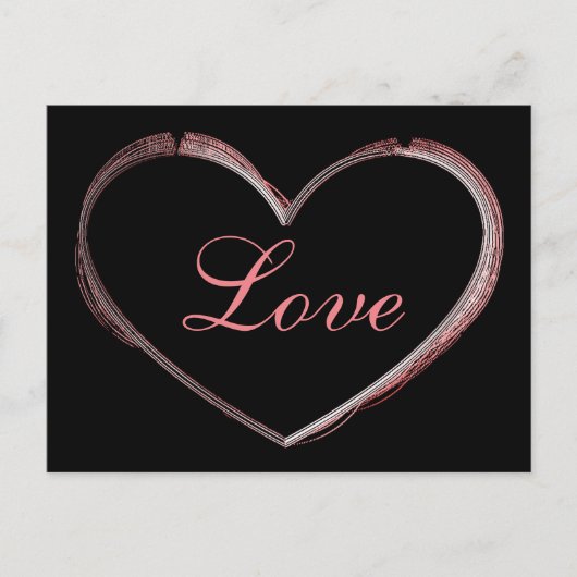 Carte Postale Cœur Tendance Gris Calligraphie Mariage Amour (Devant)