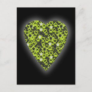 Carte Postale Coeur vert citron. Conception Cardiaque À Motifs.