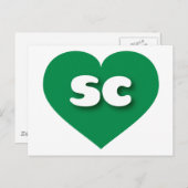 Carte Postale Coeur vert de Caroline du Sud - J'aime sc (Devant / Derrière)