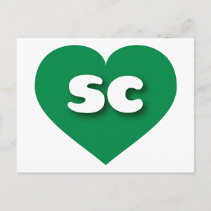 Carte Postale Coeur vert de Caroline du Sud - J'aime sc