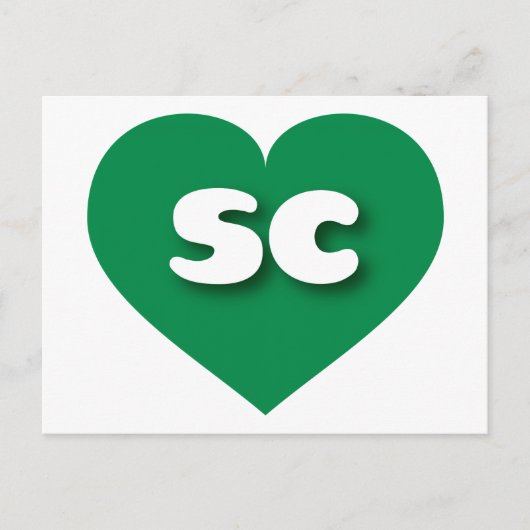 Carte Postale Coeur vert de Caroline du Sud - J'aime sc (Devant)