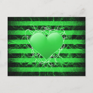 Carte Postale Coeur vert de punk gothique avec rayures noires