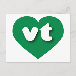 Carte Postale Coeur vert du Vermont - J'aime vt