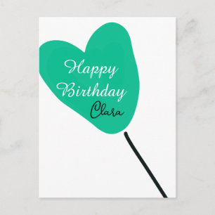 Carte Postale Coeur vert joyeux anniversaire ballon blanc noir e