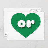 Carte Postale Coeur vert Oregon - J'aime ou (Devant / Derrière)