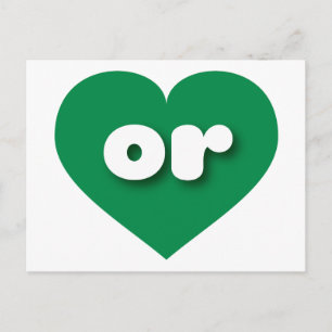 Carte Postale Coeur vert Oregon - J'aime ou