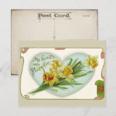 Carte postale Coeur vintage et jonquilles Saint-Va (Devant / Derrière)