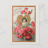 Carte Postale Coeur vintage et oeillets Valentine (Devant)