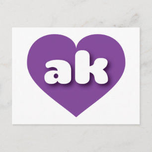 Carte Postale Coeur violet de l'Alaska - J'aime le ak