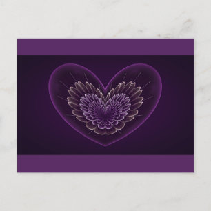 Carte Postale Coeur violet fractal