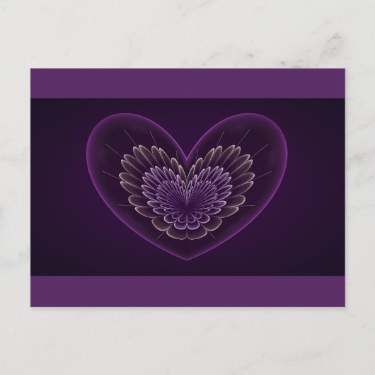 Carte Postale Coeur violet fractal (Devant)