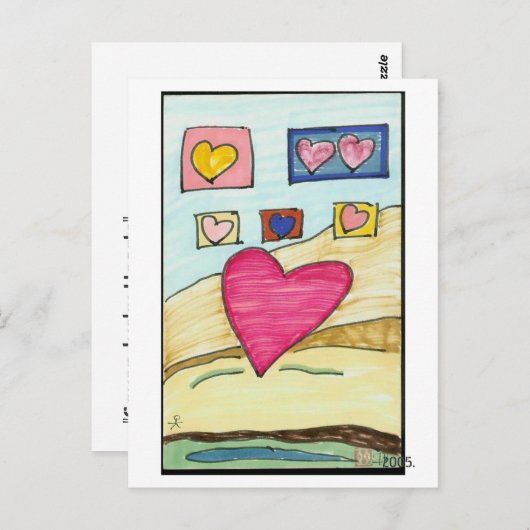 Carte Postale Cœurs, (Devant / Derrière)