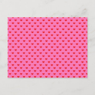 Carte Postale Cœurs à gogo, cœurs rouges sur fond rose,