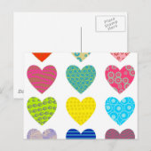 Carte Postale Coeurs à motifs (Devant / Derrière)
