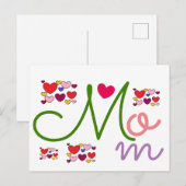 Carte Postale Coeurs adorables Maman mignonne (Devant / Derrière)