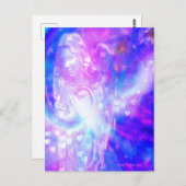 Carte Postale Coeurs anges priant belle aquarelle violette (Devant / Derrière)