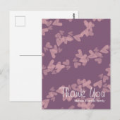 Carte Postale Cœurs aquarelle flottants rose mauve Merci (Devant / Derrière)