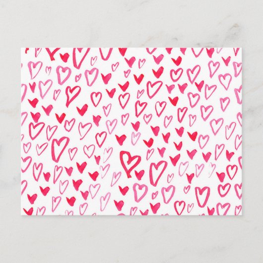 Carte Postale Coeurs aquarelle | Love Words Motif IV (Devant)