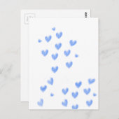 Carte Postale Cœurs aquarelles bleus mignons (Devant / Derrière)