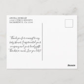 Carte Postale Cœurs Aquarelles Rose Clair Remerciement Baby Show (Dos)