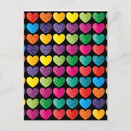 Carte Postale Coeurs arc-en-ciel texturés (Devant)